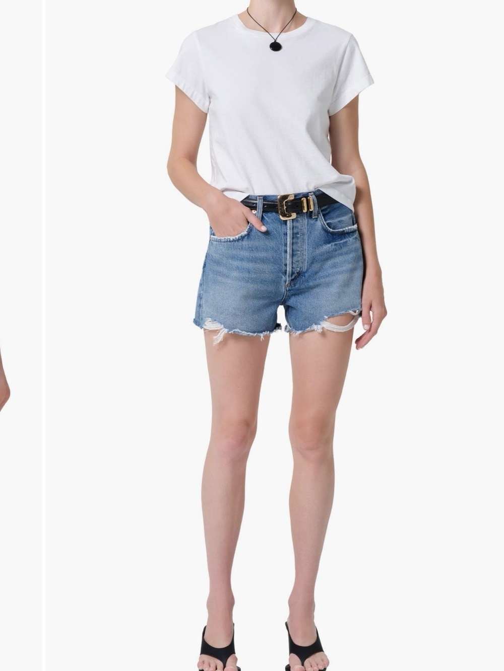 Citizens Of Humanity Light Blue Distressed High-Rise Denim Shorts size 28